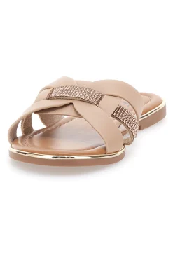 FUN BEACH Ciabatte con fasce incrociate e strass 14217 BEIGE Sale