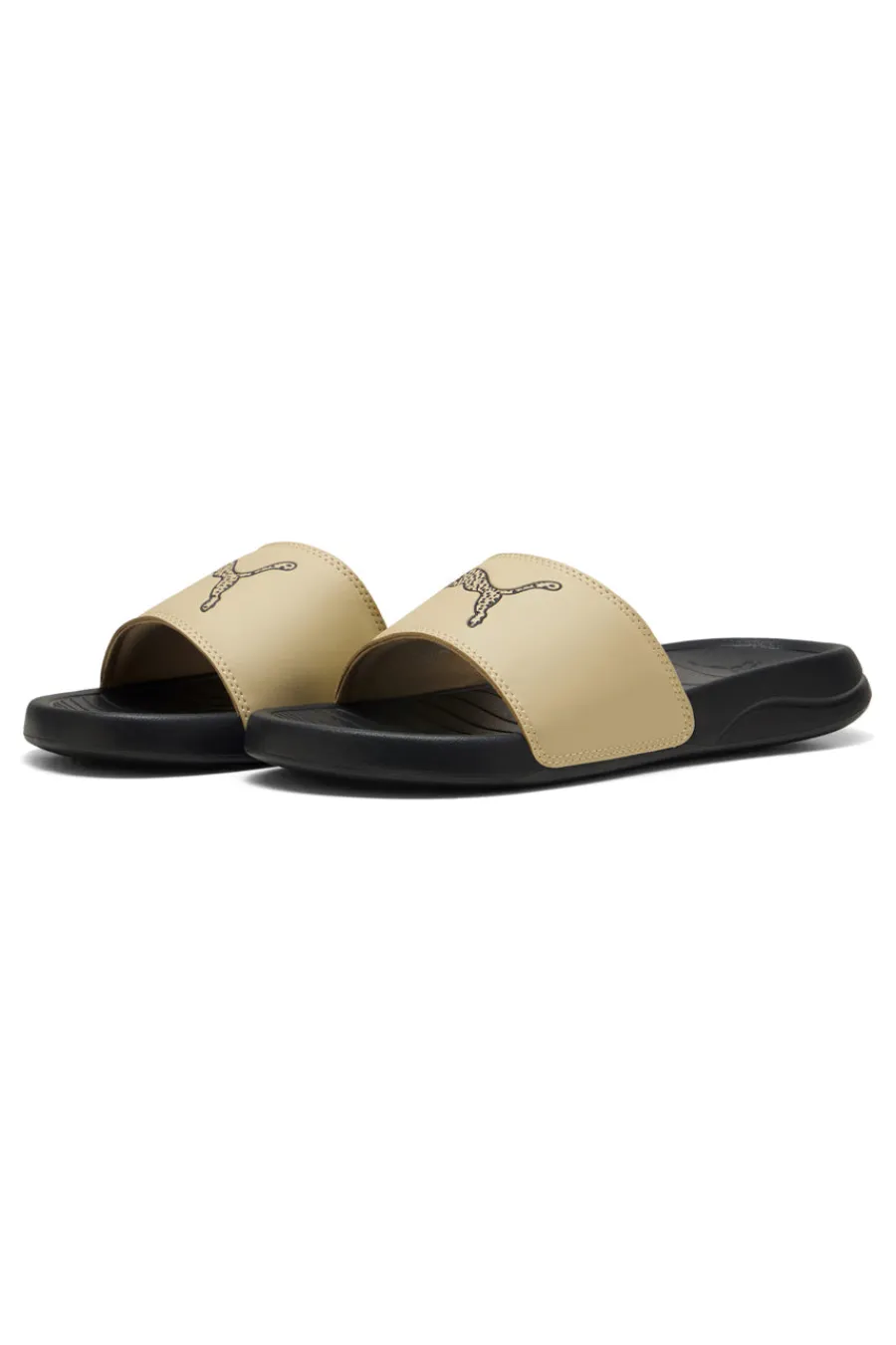 Donna PUMA Ciabatte beige e nere con logo animalier Popcat 20 Topcat