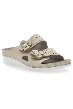 TIGLIO Ciabatte beige traforate con doppia fibbia comfort 54344