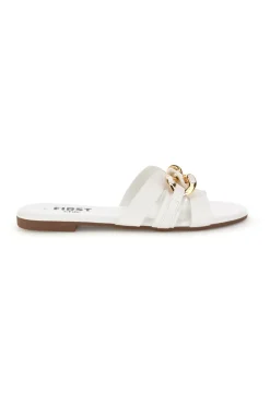 THE FIRST CHIC Ciabatte bianche con catena decorativa PREA1320 BIANCO New