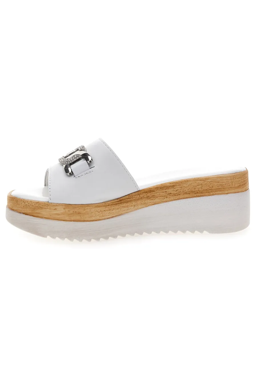 PITTARELLO LOVE Ciabatte Bianche con Catenina Argento e Platform 3456 BIANCO