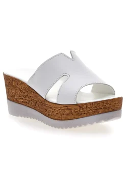 PITTARELLO Ciabatte Bianche Con Fascia in Pelle e Platform Alto 342070428 Discount