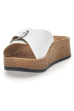 INBLU Ciabatte Bianche Con Fibbia e Platform In Pelle Pk Discount