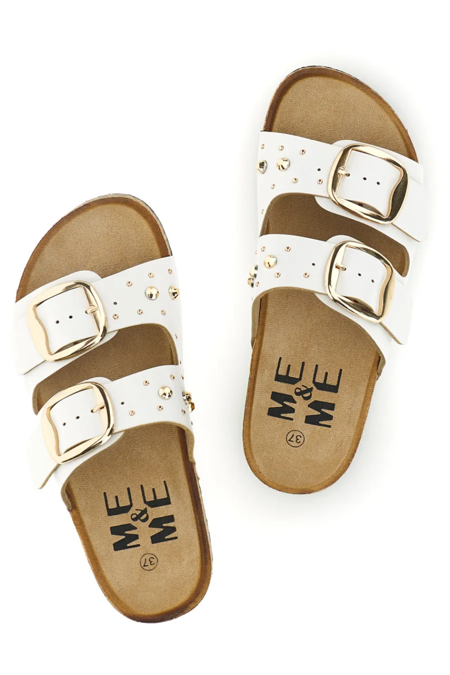 ME u0026 ME Ciabatte bianche con fibbie e borchie Me & Me 15617 BIANCO Outlet