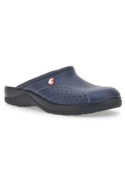 Uomo MR CHEF Ciabatte da Lavoro 8028 Blu Vera Pelle