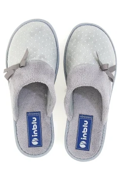Donna INBLU Ciabatte grigie con pois e fiocco decorativo 72 LB