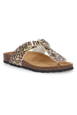 Donna PITT KIDS Ciabatte Infradito Animalier Con Plantare In Vera Pelle 45261