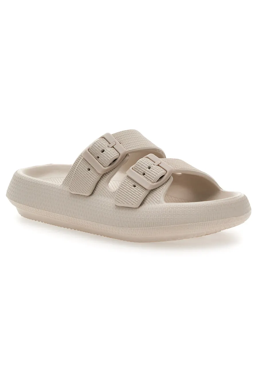 2T2L Ciabatte in gomma bianche con doppio cinturino e fibbie regolabili ILY02 BIANCO Clearance