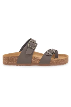 BIO UP Ciabatte marroni con doppia fibbia e plantare anatomico 203 TAUPE Hot