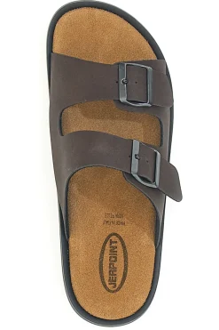 Uomo JERPOINT Ciabatte marroni con doppia fibbia suola flessibile B100BPS