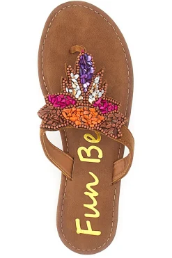 FUN BEACH Ciabatte Marroni Infradito con Perline 468 CAMEL Clearance