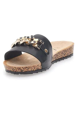 FUN BEACH Ciabatte nere con catena dorata 14192 Discount