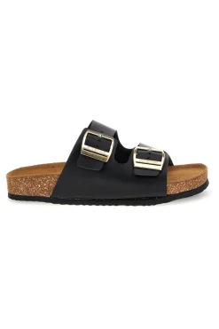 SUPERGA Ciabatte nere con doppia fascia regolabile Made in Italy in vera pelle S31C731 NERO Clearance
