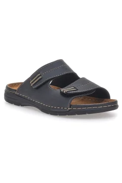 Uomo JERPOINT Ciabatte nere con doppia fascia regolabile 612PS
