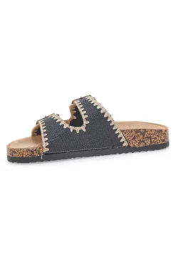 ME u0026 ME Ciabatte nere con doppia fibbia decorata oro ME & ME 14221 NERO New
