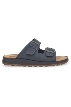 Uomo JERPOINT Ciabatte nere con doppia fibbia suola flessibile B100BPS