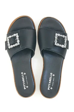PITTARELLO Ciabatte Nere con Fibbia Decorativa Made in Italy 356670811 Discount