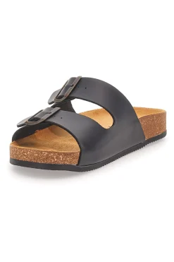 Uomo PITTARELLO TIERRA Ciabatte nere doppia fibbia sottopiede in pelle Made in Italy 335A038SR