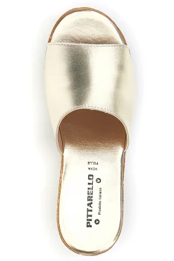 PITTARELLO Ciabatte Oro con zeppa in vera pelle Made in Italy 23317428 New