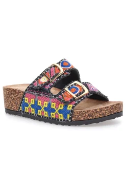 DAME ROSE Ciabatte platform con dettagli etnici multicolor APY65 Online