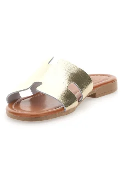 PRIMA RIGA Ciabatte Con Tomaia in Pelle Made in Italy 02 PLATINO Sale