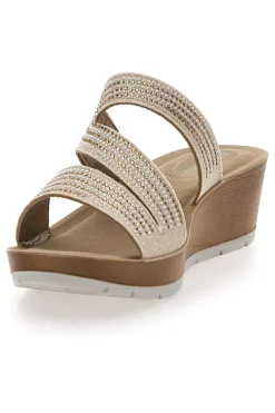 INBLU Ciabatte Platino con Zeppa e Strass 18 RN