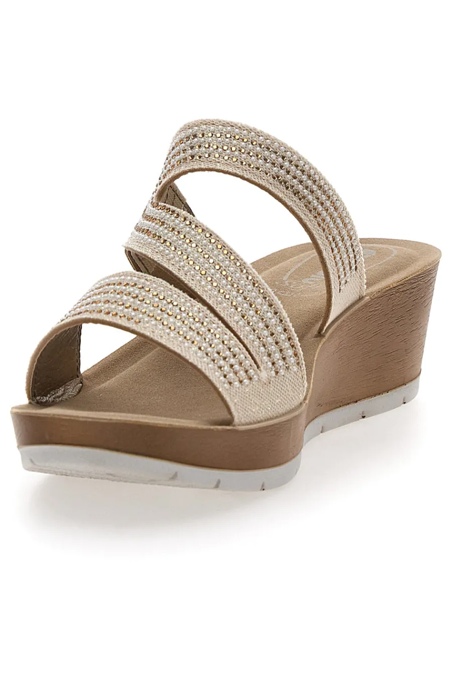 INBLU Ciabatte Platino con Zeppa e Strass 18 RN