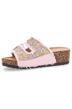 DAME ROSE Ciabatte platform con perline multicolor APY66 ROSA Best