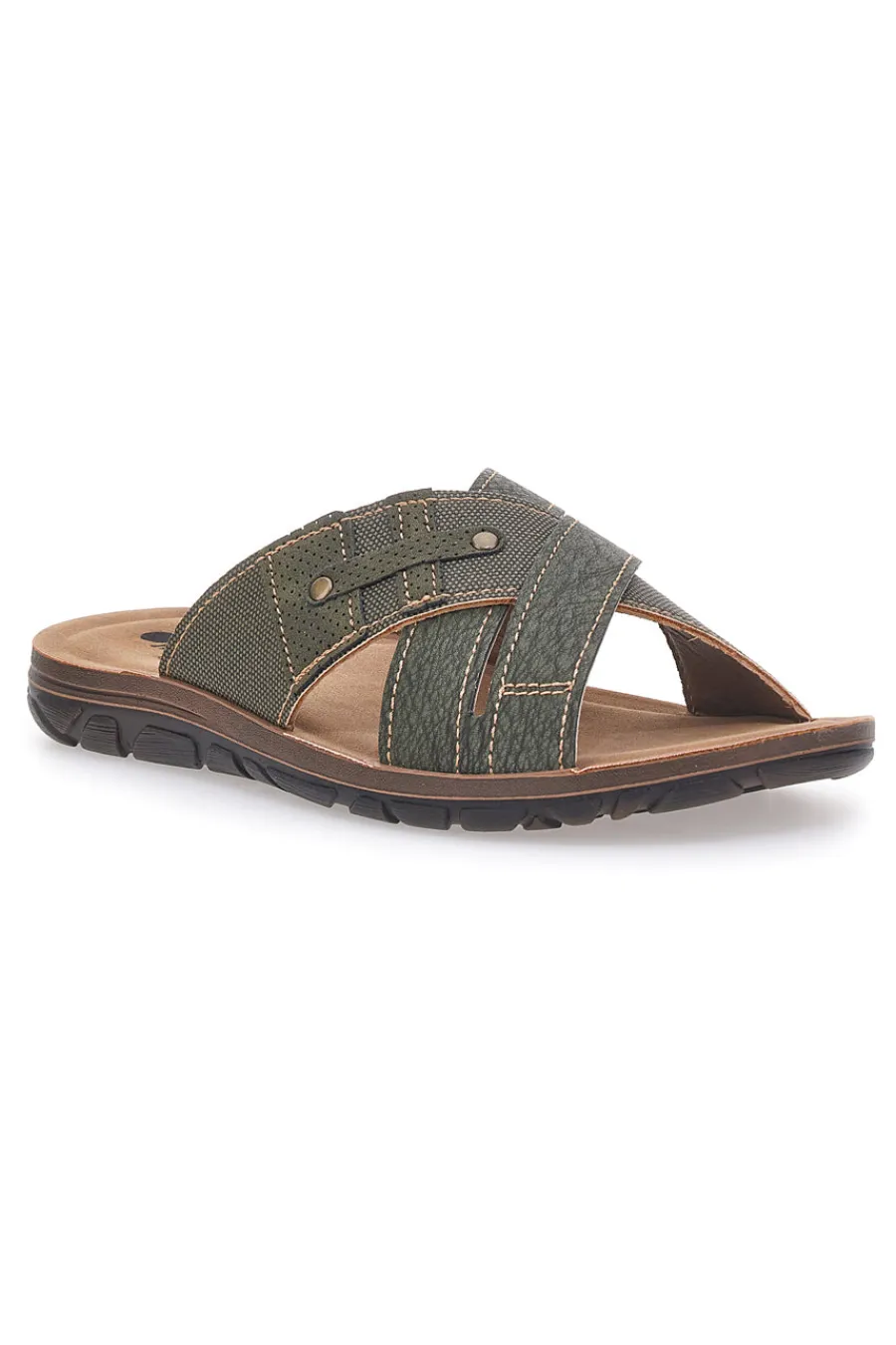 Uomo INBLU Ciabatte verdi incrociate comfort 09 VT