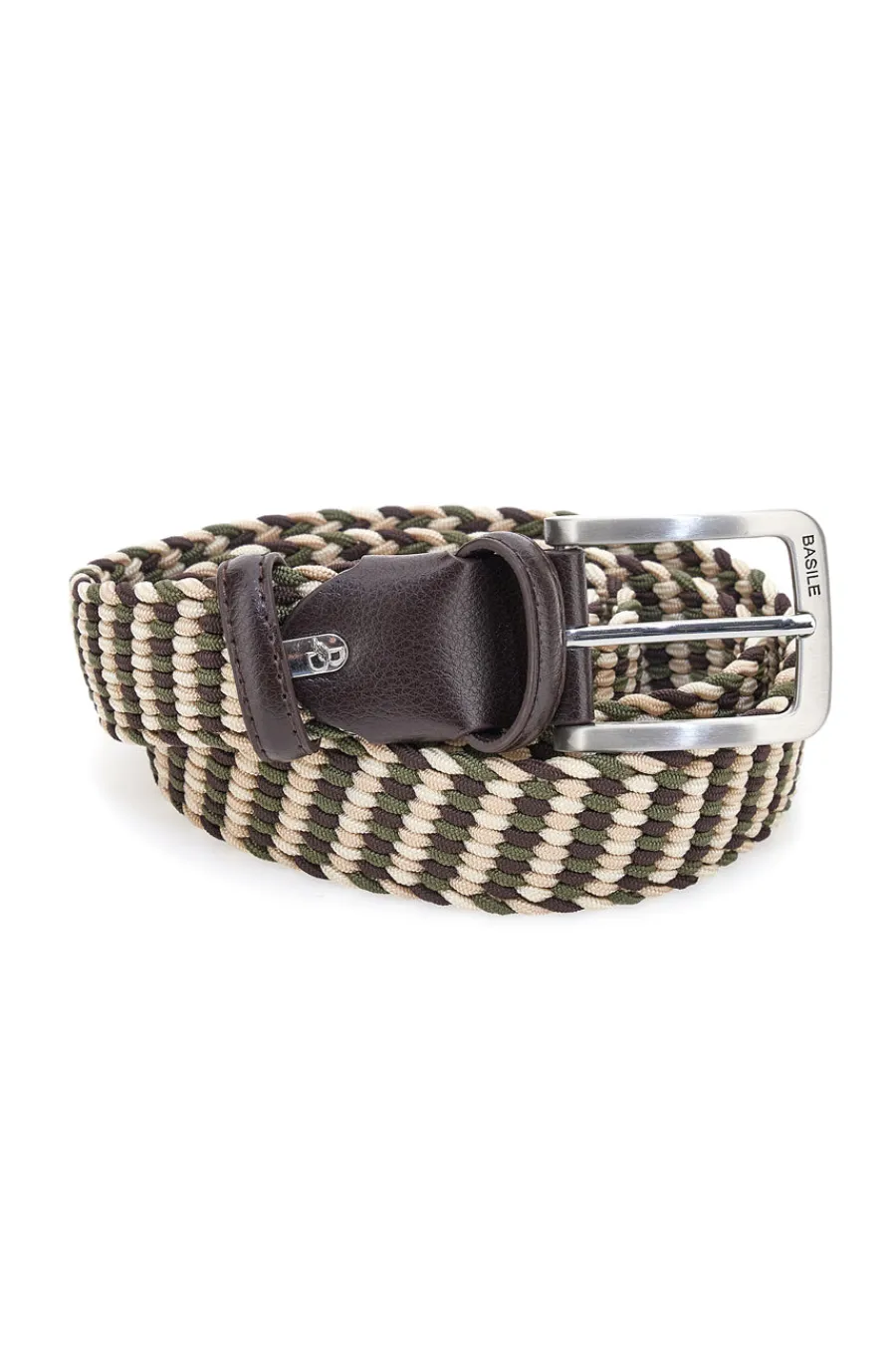 BASILE Cintura intrecciata verde e beige elastica taglia unica BA1346/ELASTICO