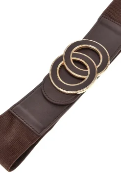 FIRST LADY Cintura marrone elastica con fibbia circolare WIS O