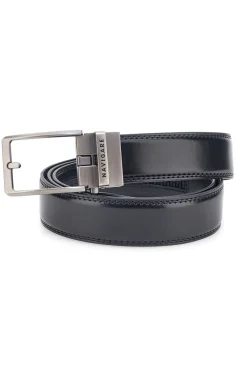 COTTON BELT Cintura nera in pelle con fibbia in metallo Navigare A3876-35