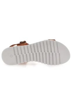 PLOCADI Cognacfarbene Sandalen, hergestellt in Italien, 001 LEDER, PLATIN Outlet