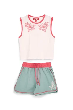 PITT KIDS Completo bianco e verde con canotta e shorts PT-G-SE-9003