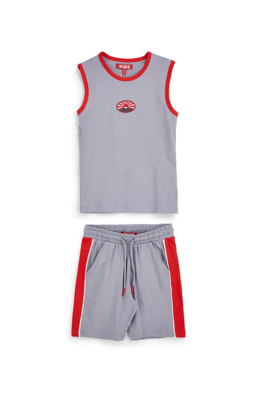 PITT KIDS Completo canotta + pantaloni grigio in cotone Pt-b-se-902