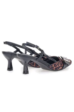 MON DIEU Décolleté Animalier e Nero slingback tacco medio APY22 LEOPARD Outlet