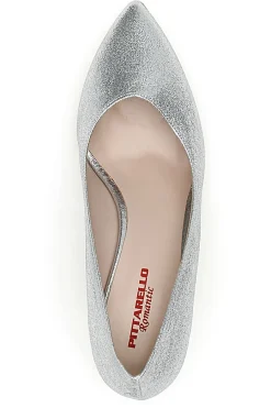 PITTARELLO ROMANTIC Dècolleté Argento con Tacco a Blocco Prodotto Italiano 74 Clearance