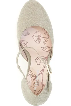 PITTARELLO ROMANTIC Décolleté glitter platino con cinturino 5561 Clearance