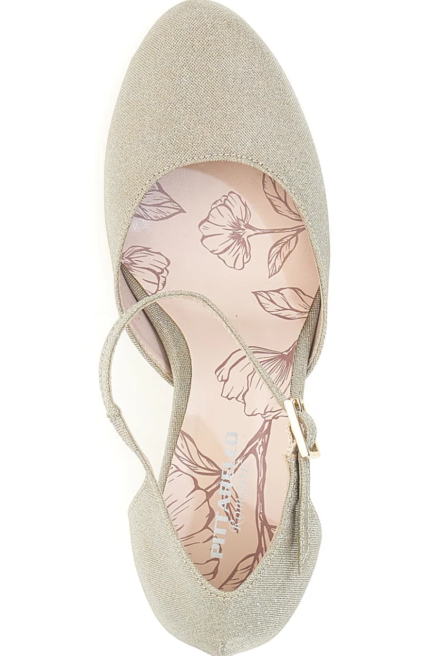 PITTARELLO ROMANTIC Décolleté glitter platino con cinturino 5561 Clearance