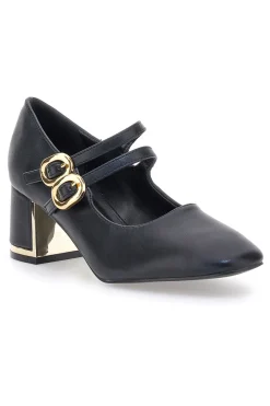 MARIELLA BURANI Décolleté nere in materiale spazzolato con doppia fibbia 51810C1151 New