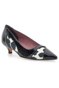 Donna PITTARELLO GLAM Décolleté nere in vernice con stampa animalier e tacco basso 63127