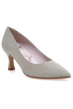 PITTARELLO ROMANTIC Décolleté platino glitter con tacco basso 50 Sale