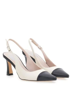 PITTARELLO LOVE Décolleté Slingback Beige e Nere A Punta Made in Italy 256 Discount