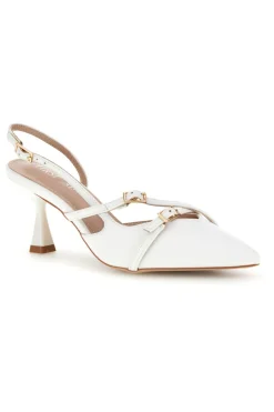 FIRST LADY Décolleté slingback bianche con cinturini P655 Sale