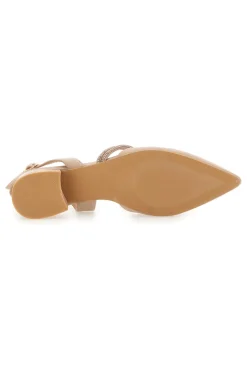 MON DIEU Décolleté Slingback Nude con Punta Sfilata e Cinturino con Strass 883153 Sale