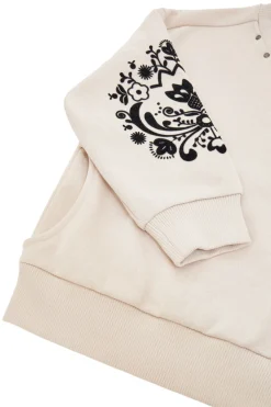 PITT KIDS Felpa beige felpata con borchiette e stampa in rilievo PT-KF-01