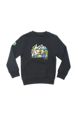 PITT KIDS Felpa Girocollo Nera Con Disegni 012