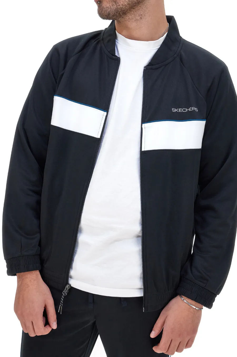 Uomo SKECHERS Fepa Nera Senza Cappuccio Preier Track Jacket