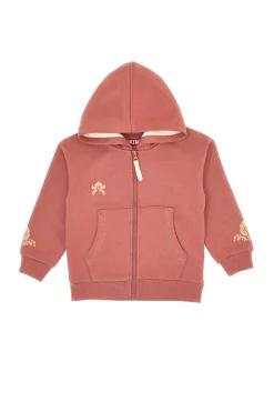 PITT KIDS Felpa rosa con cappuccio felpata e stampa in rilievo PT-KF-019