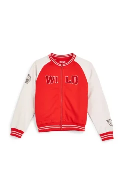 PITT KIDS Felpa rossa con zip e stampa leoni PT-B-F-9019